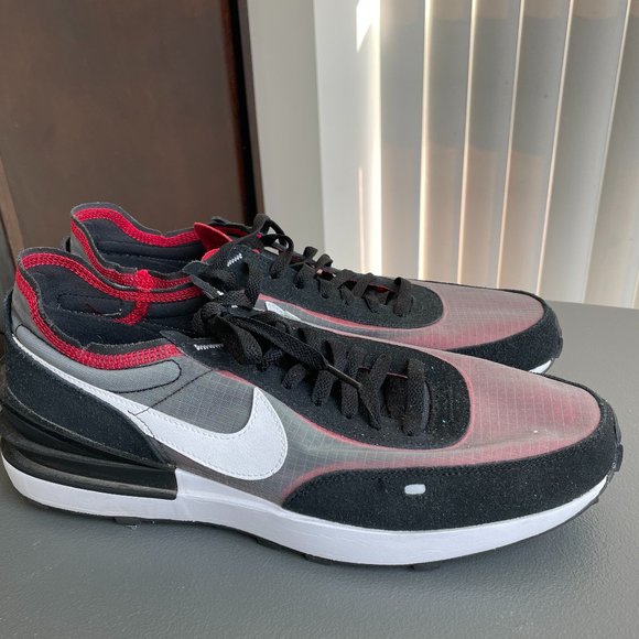 Nike Waffle One SE Black, Red, Grey and White Mesh Trainer Runner Running Shoe - Picture 9 of 12